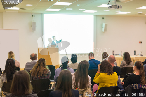 Image of Audience in lecture hall on scientific conference.