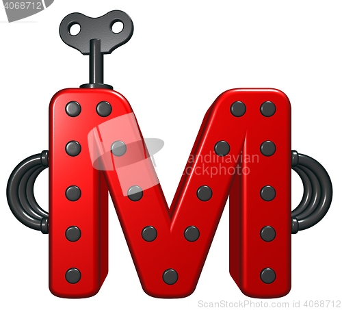 Image of letter m with decorative pieces - 3d rendering