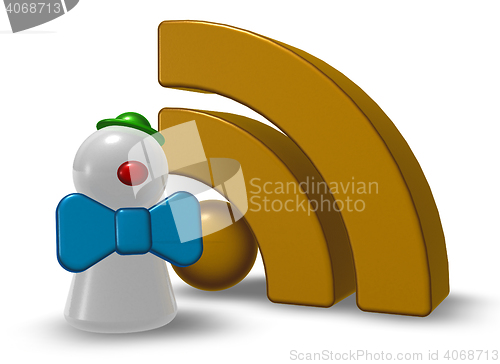 Image of clown pawn and rss symbol - 3d rendering