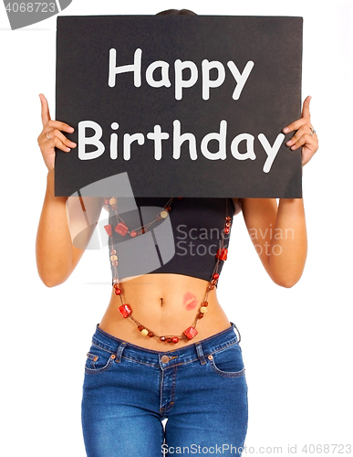 Image of Happy Birthday Sign For Greeting From Girl