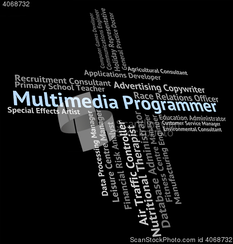 Image of Multimedia Programmer Means Software Engineer And Computer