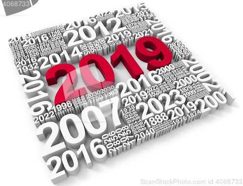 Image of Twenty Nineteen Represents Happy New Year And Annual 3d Renderin