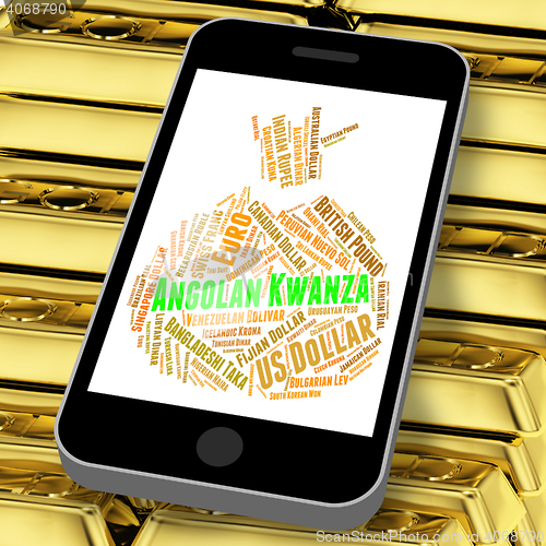 Image of Angolan Kwanza Indicates Exchange Rate And Coin