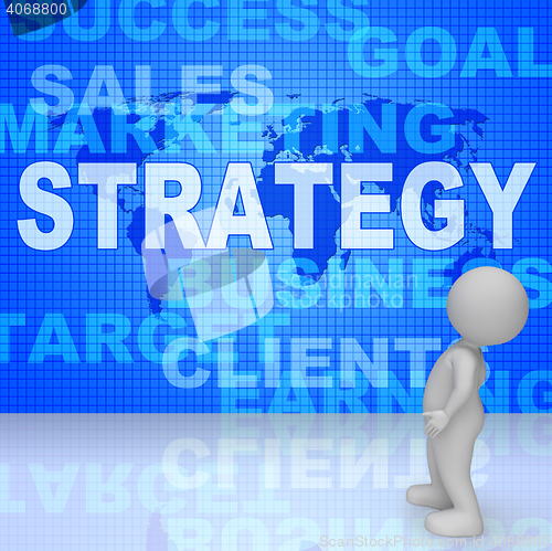 Image of Strategy Words Indicates Solutions Vision And Trade 3d Rendering