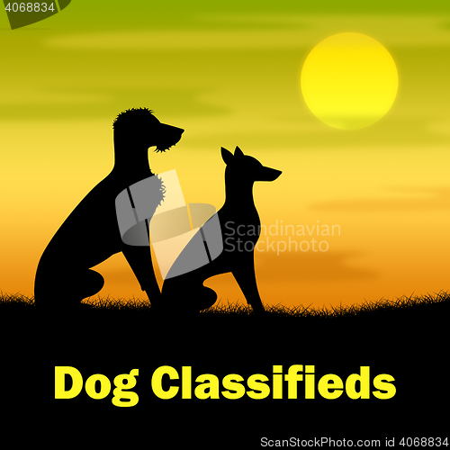 Image of Dog Classifieds Represents Ad Doggy And Newspaper