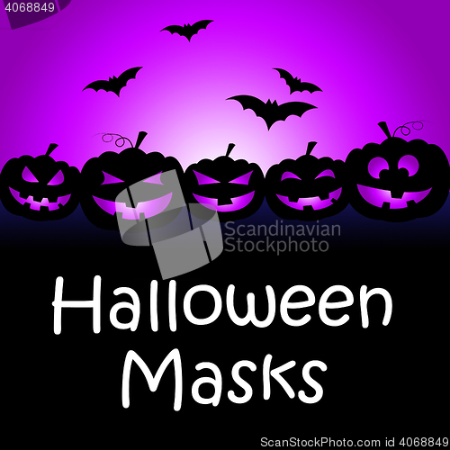 Image of Halloween Masks Shows Trick Or Treat And Autumn
