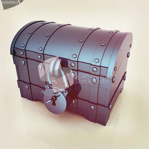 Image of cartoon chest. 3D illustration. Vintage style.