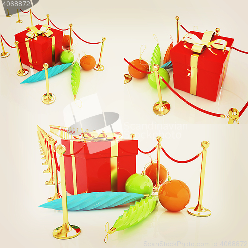 Image of Set of  Beautiful Christmas gifts. 3D illustration. Vintage styl