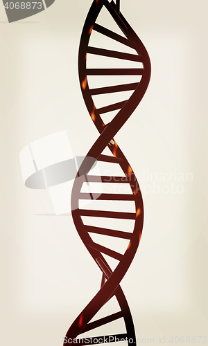 Image of DNA structure model on white. 3D illustration. Vintage style.