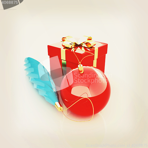 Image of Beautiful Christmas gifts. 3D illustration. Vintage style.