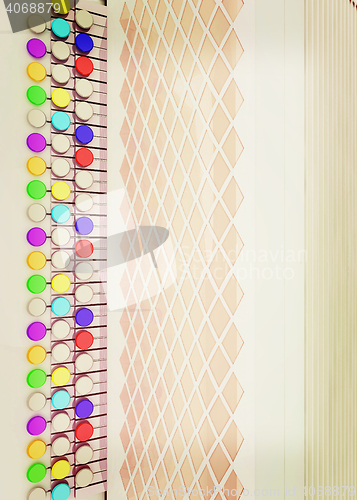 Image of Musical instruments - bayan, close-up. 3D illustration. Vintage 