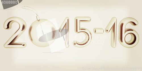 Image of Happy new 2016 year. 3D illustration. Vintage style.
