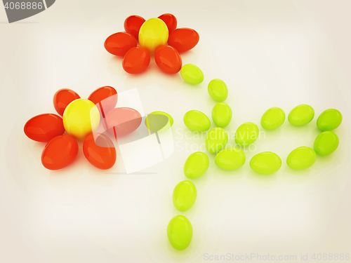 Image of Eggs in the shape of a flower. Unique Design. 3D illustration. V