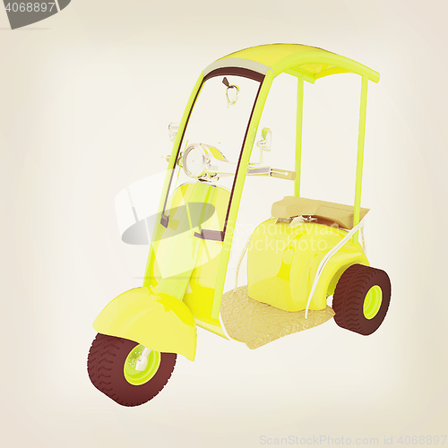 Image of scooter. 3D illustration. Vintage style.