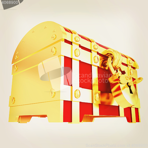 Image of cartoon chest. 3D illustration. Vintage style.