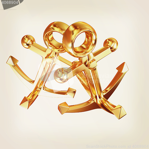 Image of Gold anchors. 3D illustration. Vintage style.