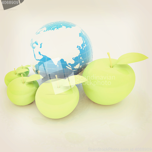 Image of Earth and apples around - from the smallest to largest. Global d