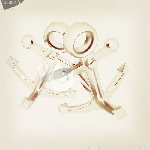 Image of anchors. 3D illustration. Vintage style.