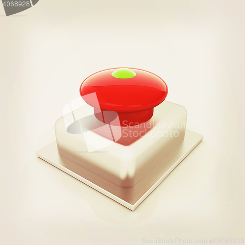 Image of Emergency Button 3d icon. 3D illustration. Vintage style.