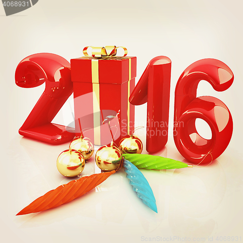 Image of Happy new 2016 year. 3D illustration. Vintage style.