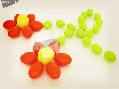 Image of Eggs in the shape of a flower. Unique Design. 3D illustration. V