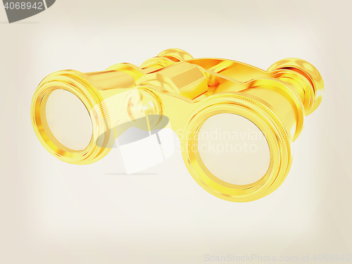 Image of binoculars. 3D illustration. Vintage style.