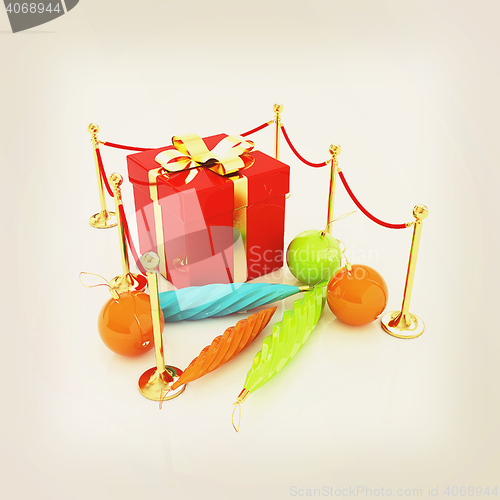 Image of Beautiful Christmas gifts. 3D illustration. Vintage style.