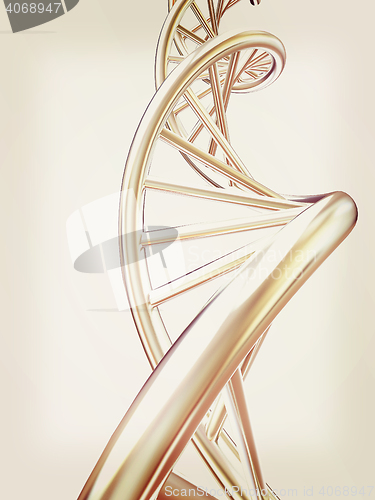 Image of DNA structure model on white. 3D illustration. Vintage style.