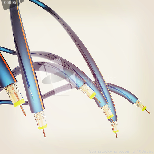 Image of Cables for high tech connect. 3D illustration. Vintage style.