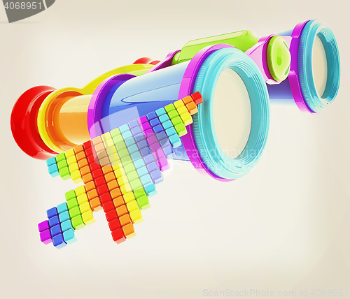 Image of Safe Search concept . 3D illustration. Vintage style.