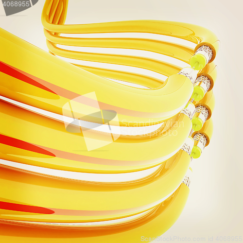 Image of Cables for high tech connect. 3D illustration. Vintage style.