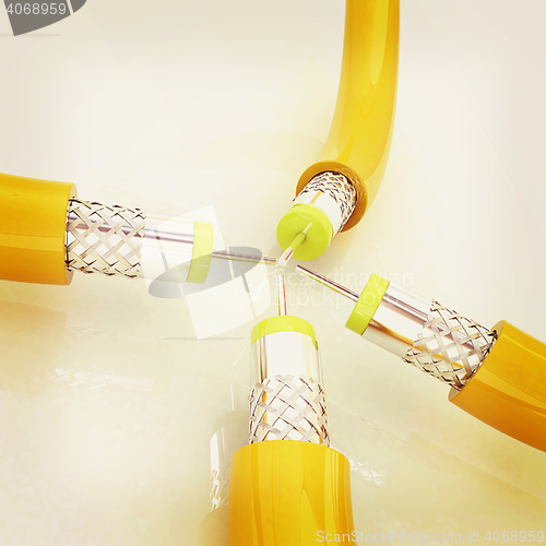 Image of Cables for high tech connect. 3D illustration. Vintage style.