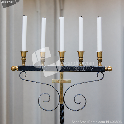 Image of Old candleholder with 5 candles