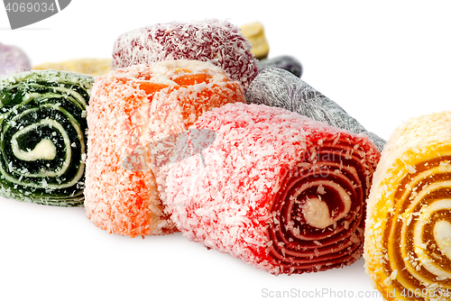 Image of Pile of Turkish Delight in a row