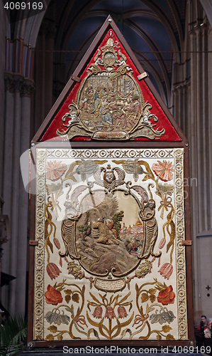 Image of Tomb of God exhibited on Good Friday, prepared to veneration at the Zagreb Cathedral