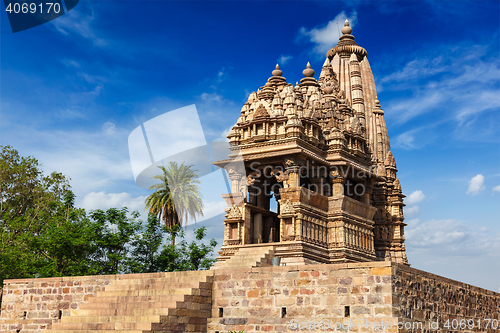 Image of Famous temples of  Khajuraho with sculptures, India