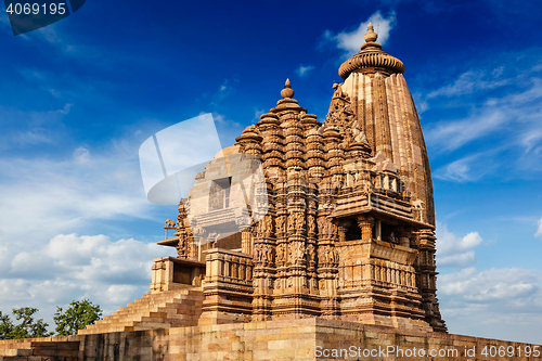 Image of Famous temples of  Khajuraho with sculptures, India