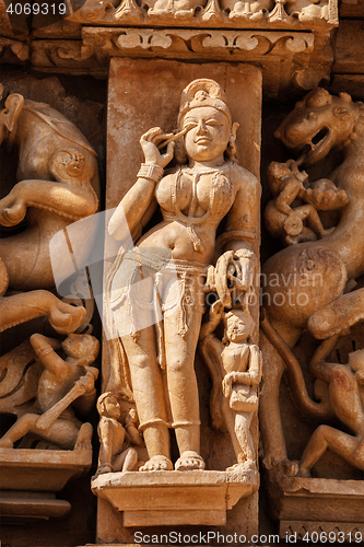 Image of Famous sculptures of Khajuraho temples, India