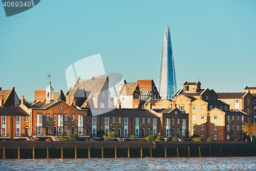 Image of Old part of London with skyscraper The Shard