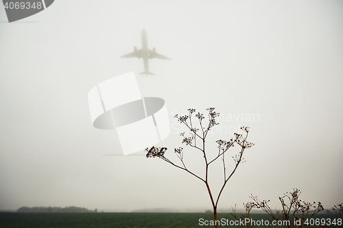 Image of Airplane in thick fog