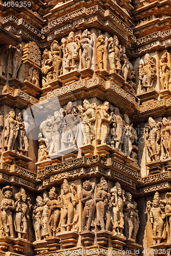 Image of Famous sculptures of Khajuraho temples, India