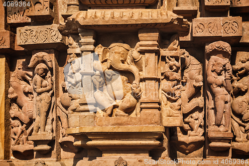 Image of Famous sculptures of Khajuraho temples, India