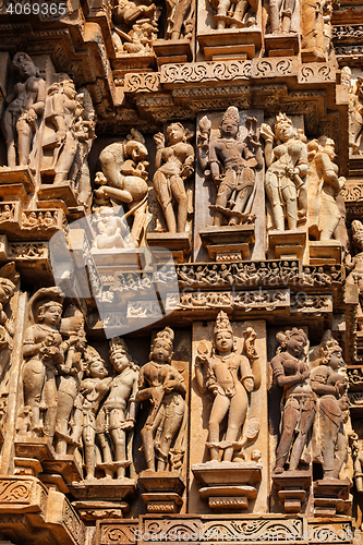 Image of Famous sculptures of Khajuraho temples, India
