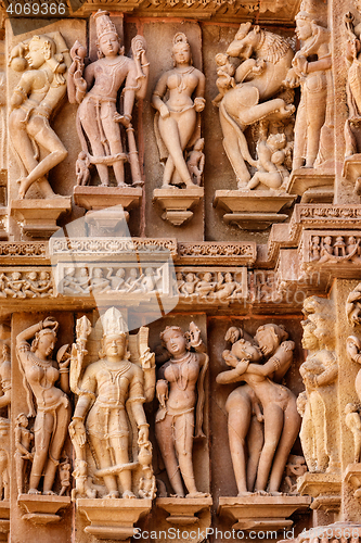 Image of Famous sculptures of Khajuraho temples, India