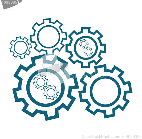 Image of Group of cog wheels vector illustration.