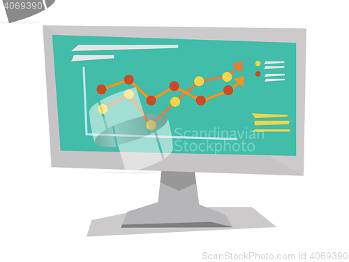 Image of Growing business graph on computer monitor