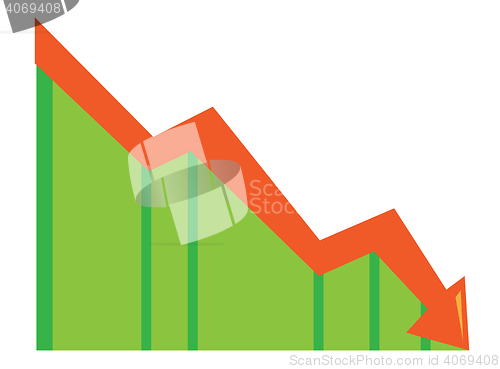 Image of Arrow pointing downwards vector illustration.