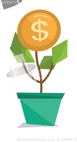 Image of Money flower with golden coin vector illustration.