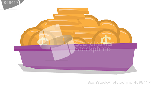 Image of Golden coins in the bowl vector illustration.