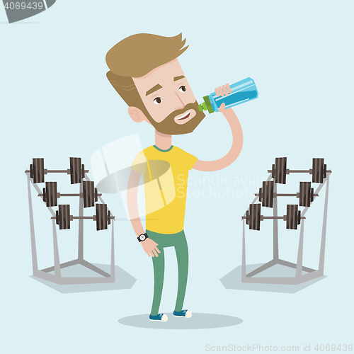 Image of Sportive man drinking water vector illustration.